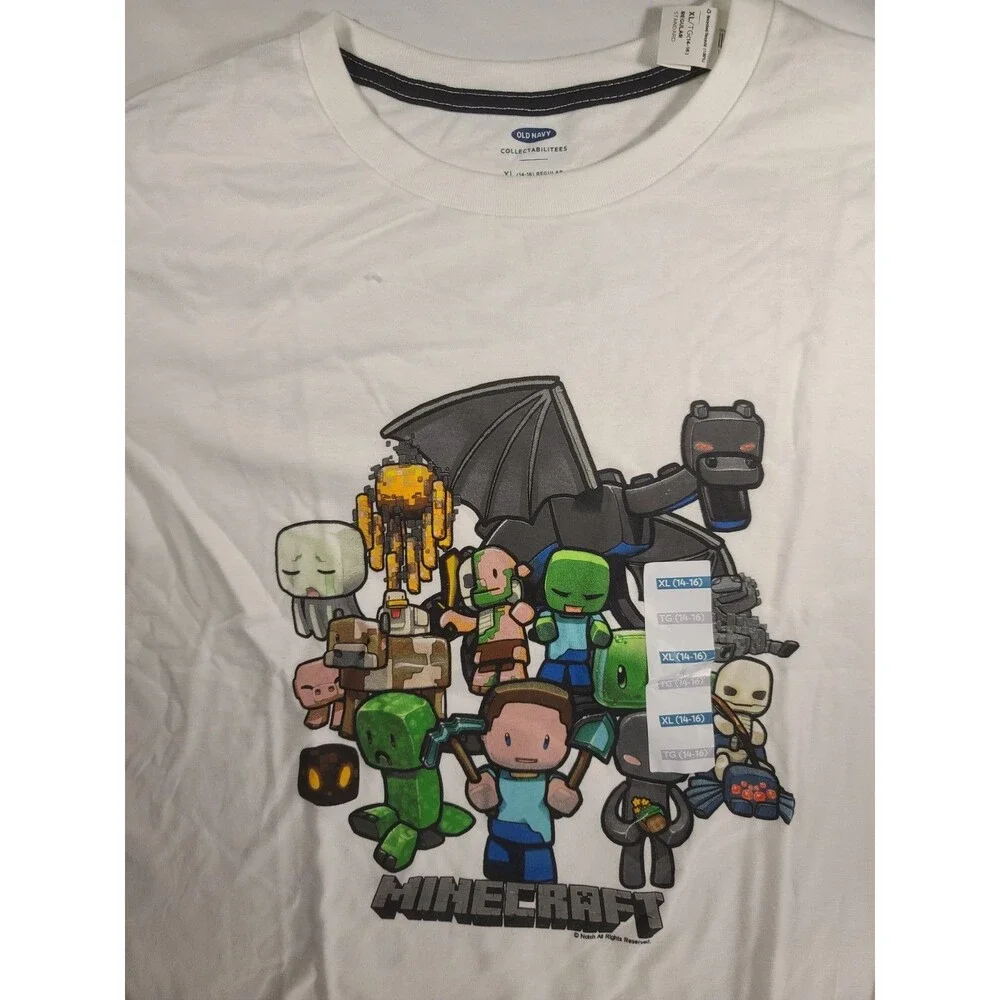 Old Navy Collectabilitees Minecraft Graphic T-Shirt Kids XL 14-16 White